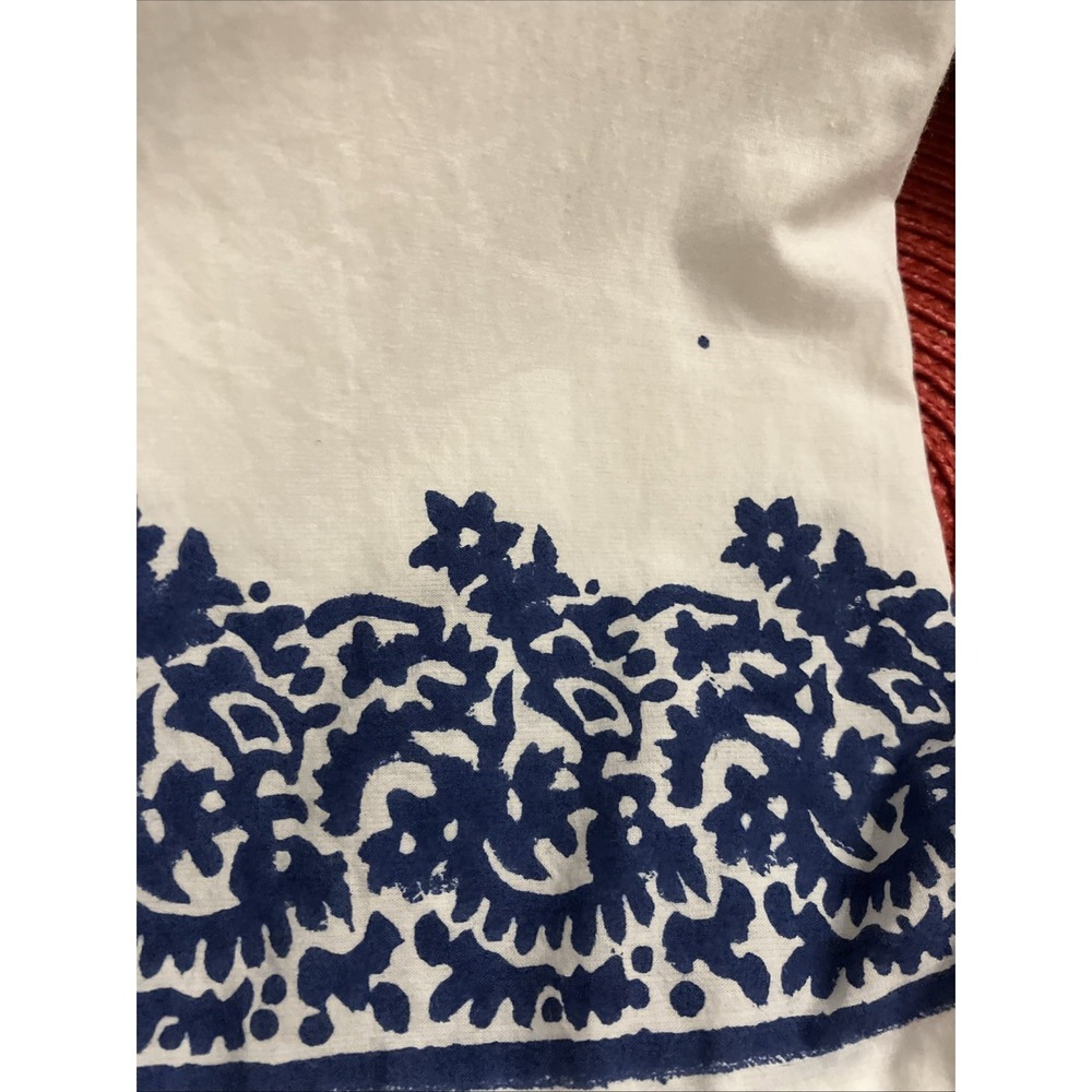 Roller Rabbit Mona Dress White Blue Border Maricruz Sz L Boho Flare - Picture 9 of 9